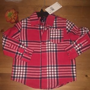 Boys Red/Navy Flannel Shirt